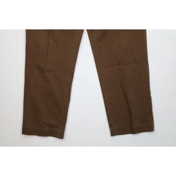 Vintage 90s Ralph Lauren Mens 36x30 Faded Wide Leg Chino Pants Brown Cotton